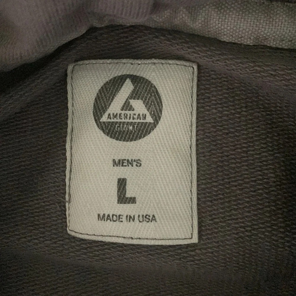 Mens American giant size large gray distressed basic hoodie made in USA 56913 - Picture 6 of 9